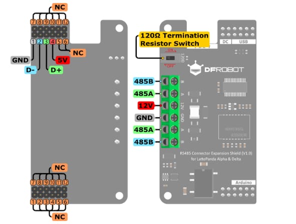 RS485 Connector Expansion Shield - DFRobot | Mouser